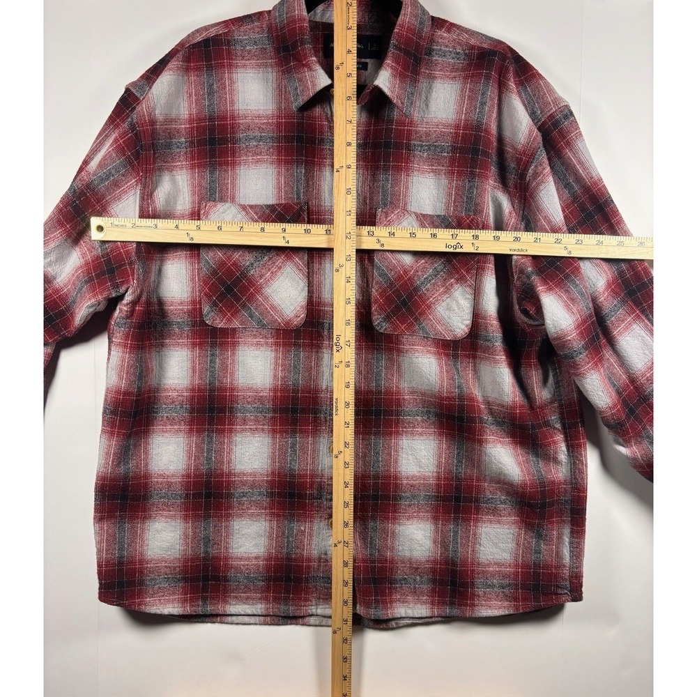 Abercrombie & Fitch Plaid Flannel Red Oversized Shirt Button Up Top Large - Picture 4 of 4